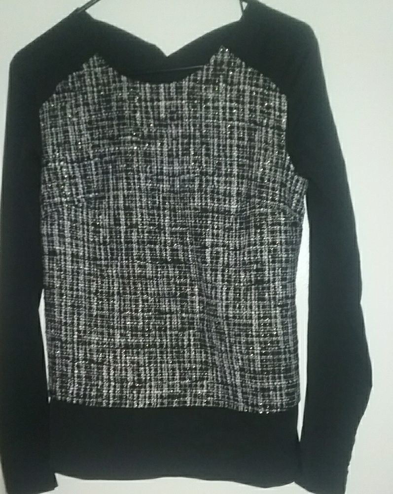 Anne Taylor shirt with metallic tweed detail